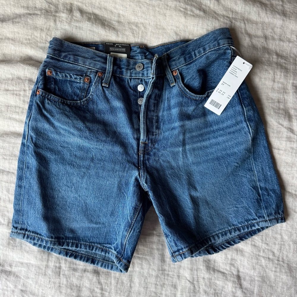 Levi's Women's Blue Denim Button-Fly Jean Shorts